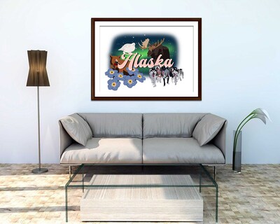 Alaska State Art Print Poster Wall Art Housewarming Military Dorm Decor Travel Gift State Map State Print Alaska Art State Symbols Artwork - image3